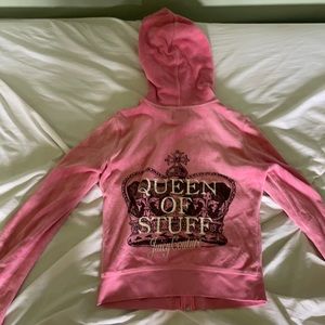 Juicy Couture velour tracksuit pink rhinestones jacket only queen of stuff